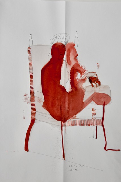 20.12.2021, 20.15, 2021, Matita e acquerello su carta, 42x29,7 cm